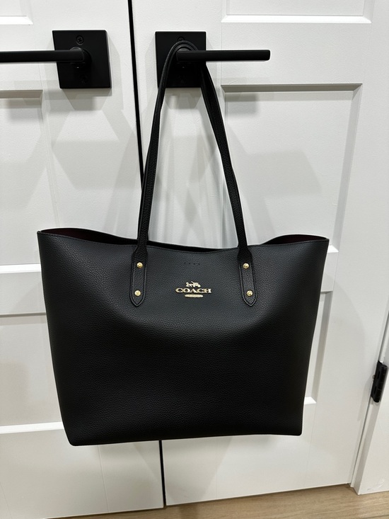 Coach Handbags - Coach Black Leather Tote with Gold Logo